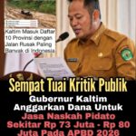 Anggaran Jasa Pembuat Pidato Gubernur Kaltim 2026 Tuai Sorotan, Nilai Rp73 Juta Dipertanyakan